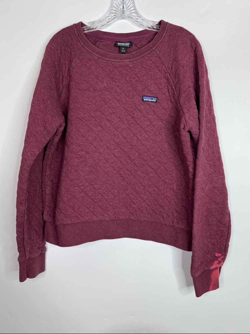 Patagonia Organic Cotton Burgundy Quilt Crew Sweatshirt Size XL